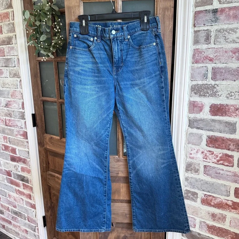 J.Crew High Rise Flare Jeans Women Blue Semi-Stretch Denim‎ Classic 28P